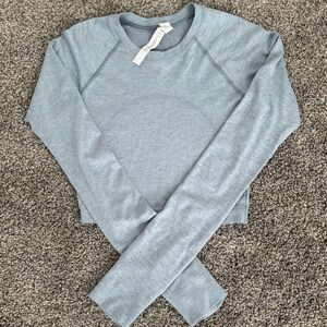Lululemon Cropped Light Blue Long Sleeve Top
